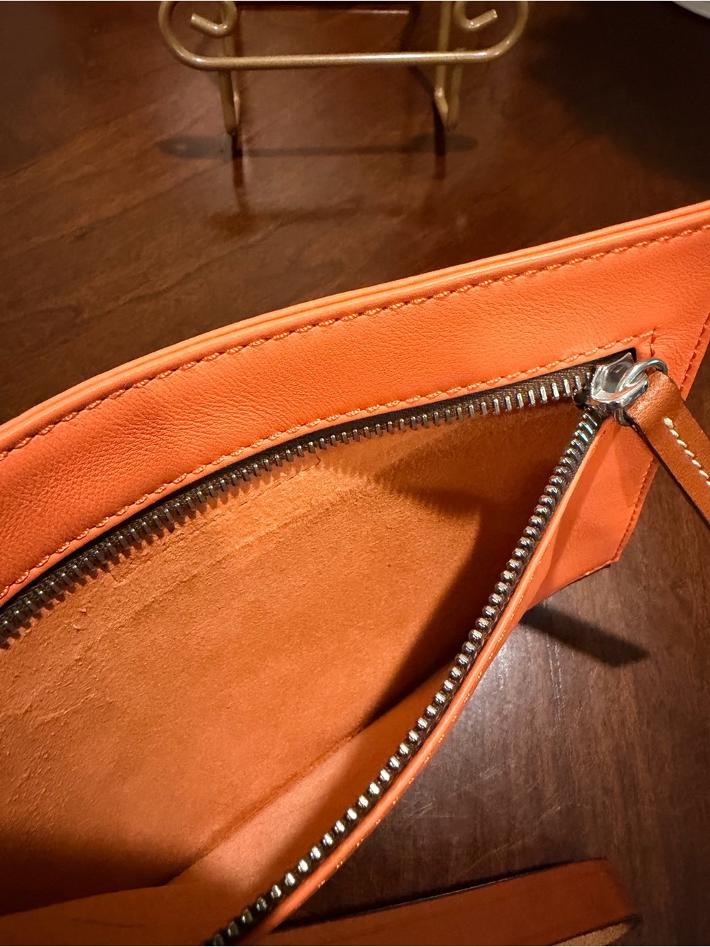 Dooney & Bourke Orange Leather Wristlet - Picture 6 of 9